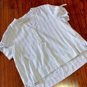 Marc New York Andrew Marc blue pinstripe top XL